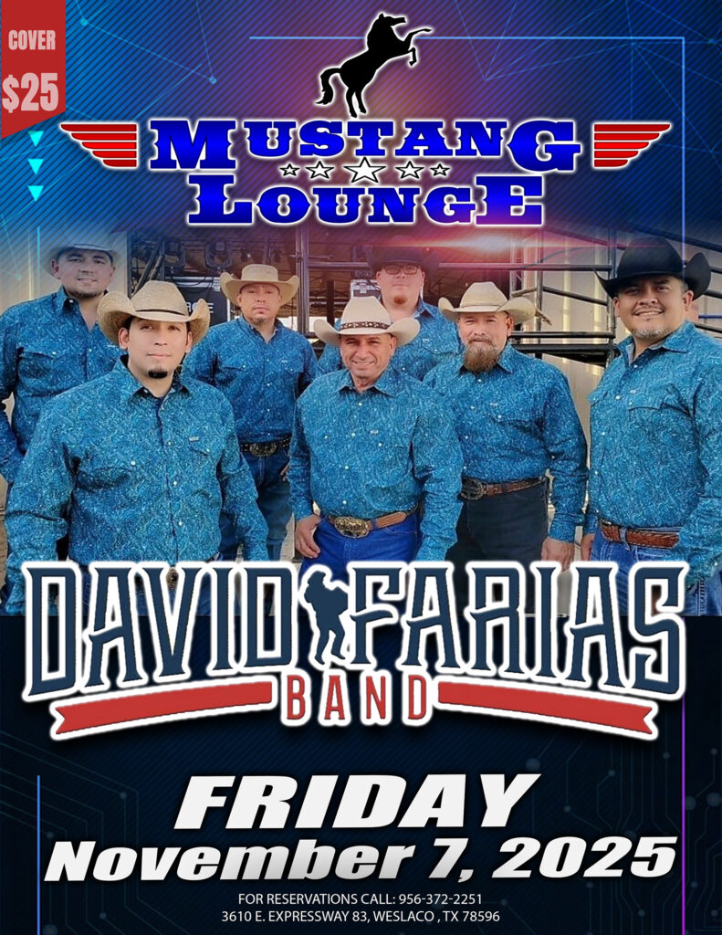 The legendary David Farias Band is coming to Mustang Lounge! Get ready for a night of classic Tejano hits, dancing, and unforgettable energy straight from one of Texas’ finest.