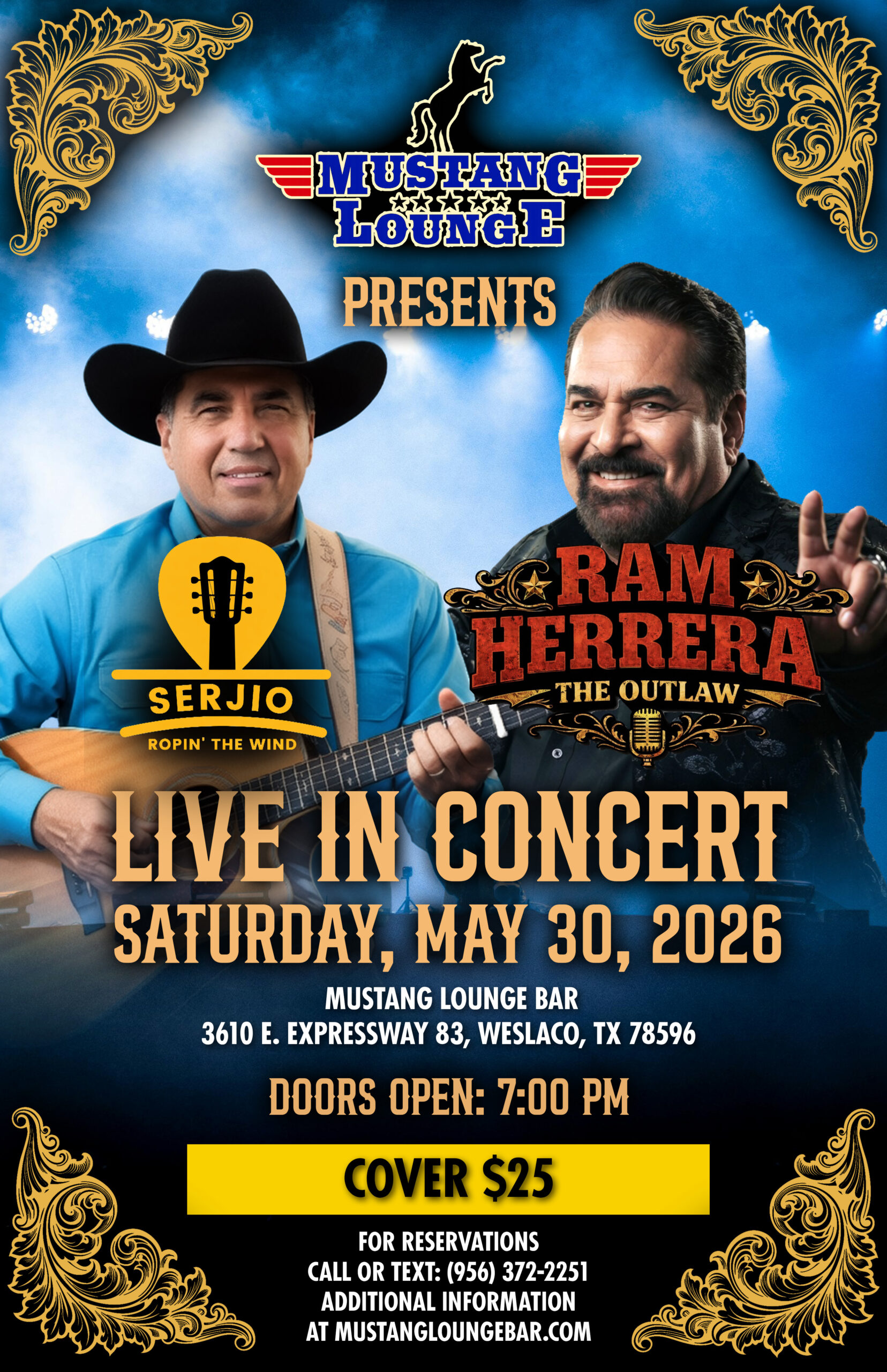 Ram Herrera “The Outlaw” and Sergio Ropin’ the Wind Live in Concert Saturday, May 30, 2026