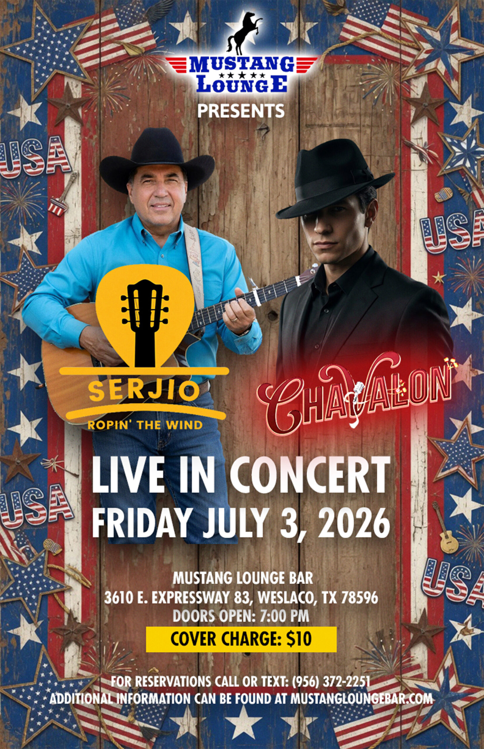 Sergio Ropin’ The Wind & Chavalon Live in Concert at Mustang Lounge – July 3, 2026!