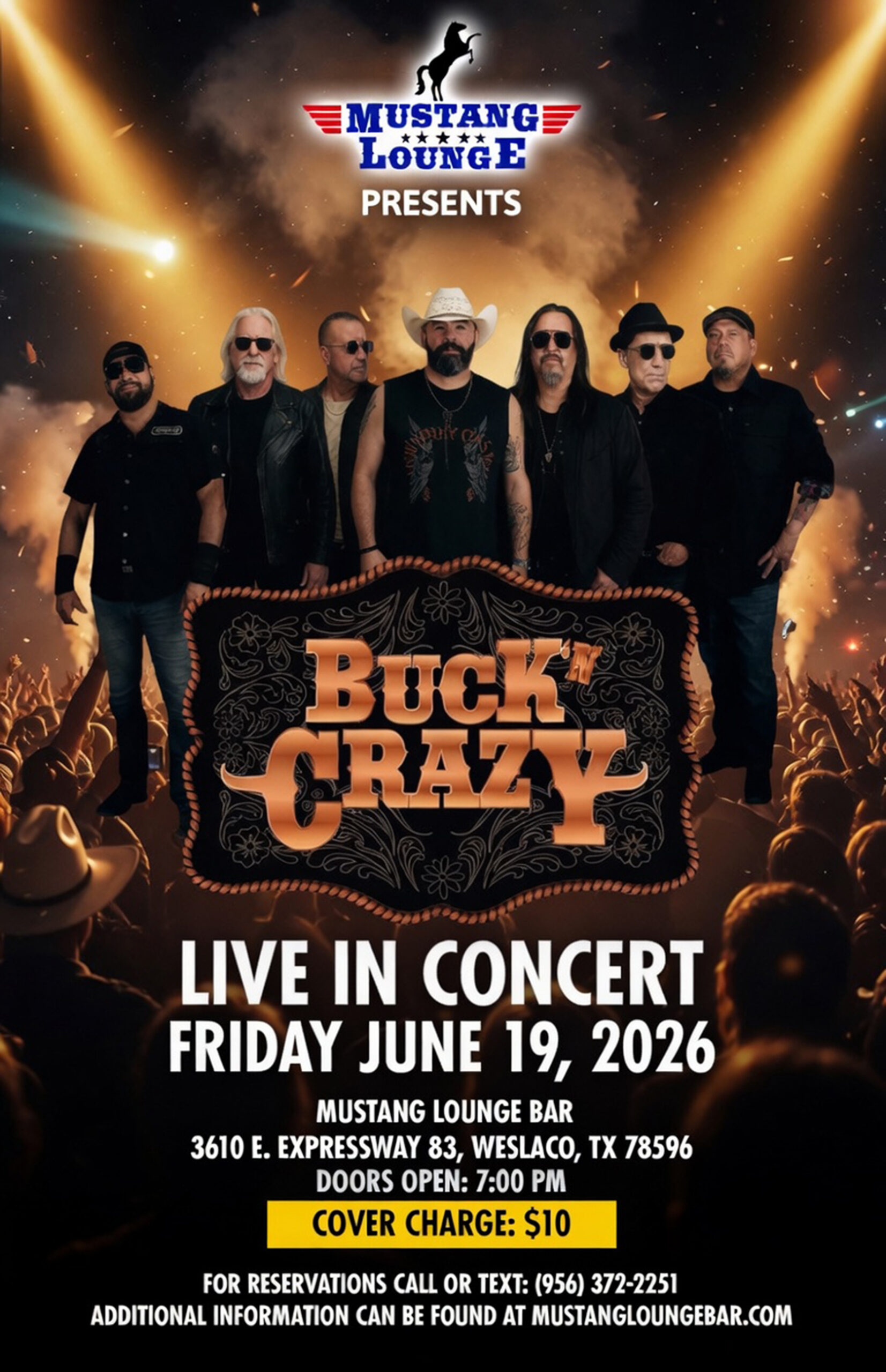 Buck’n Crazy Live in Concert at Mustang Lounge – Friday, June 19, 2026!