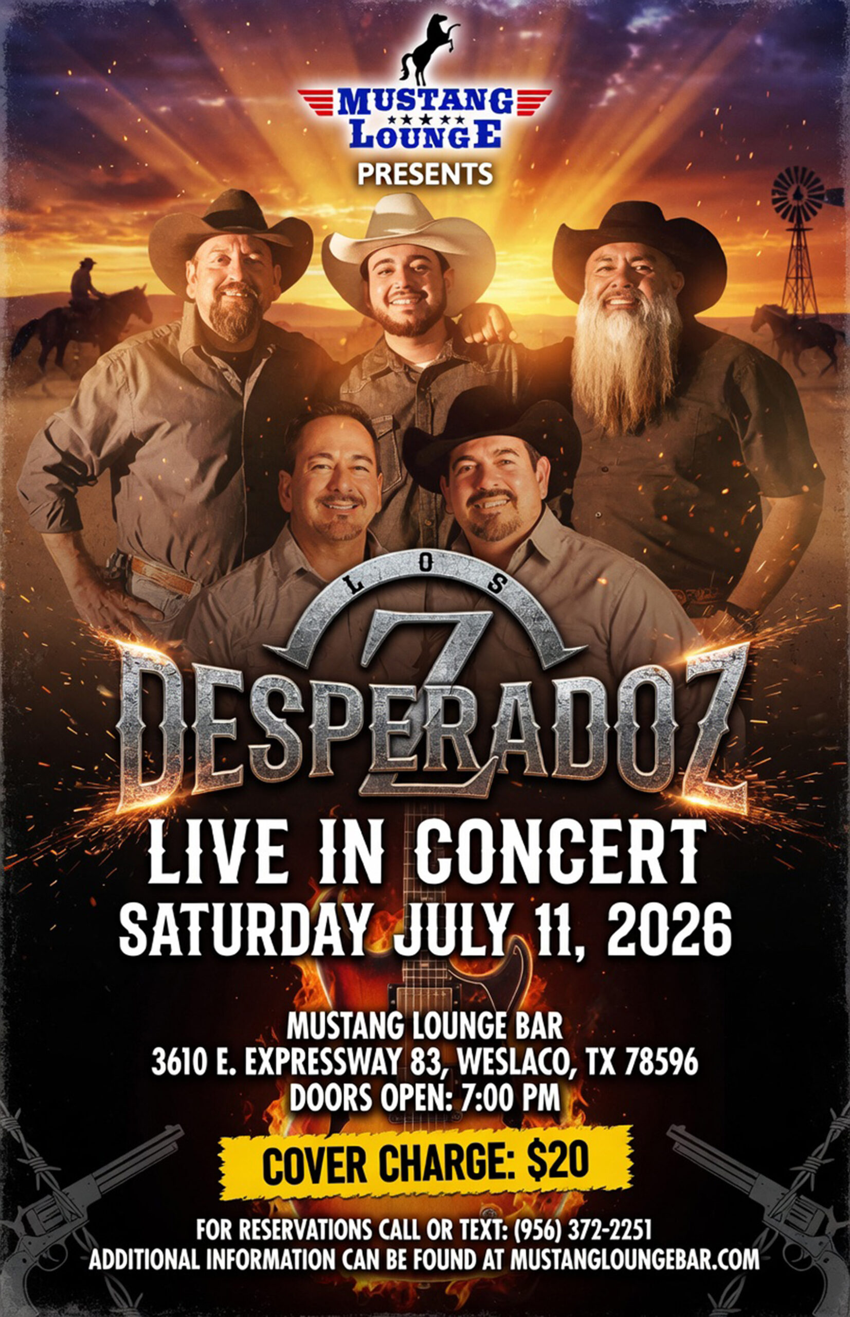 Desperadoz Live in Concert at Mustang Lounge – Saturday, July 11, 2026!