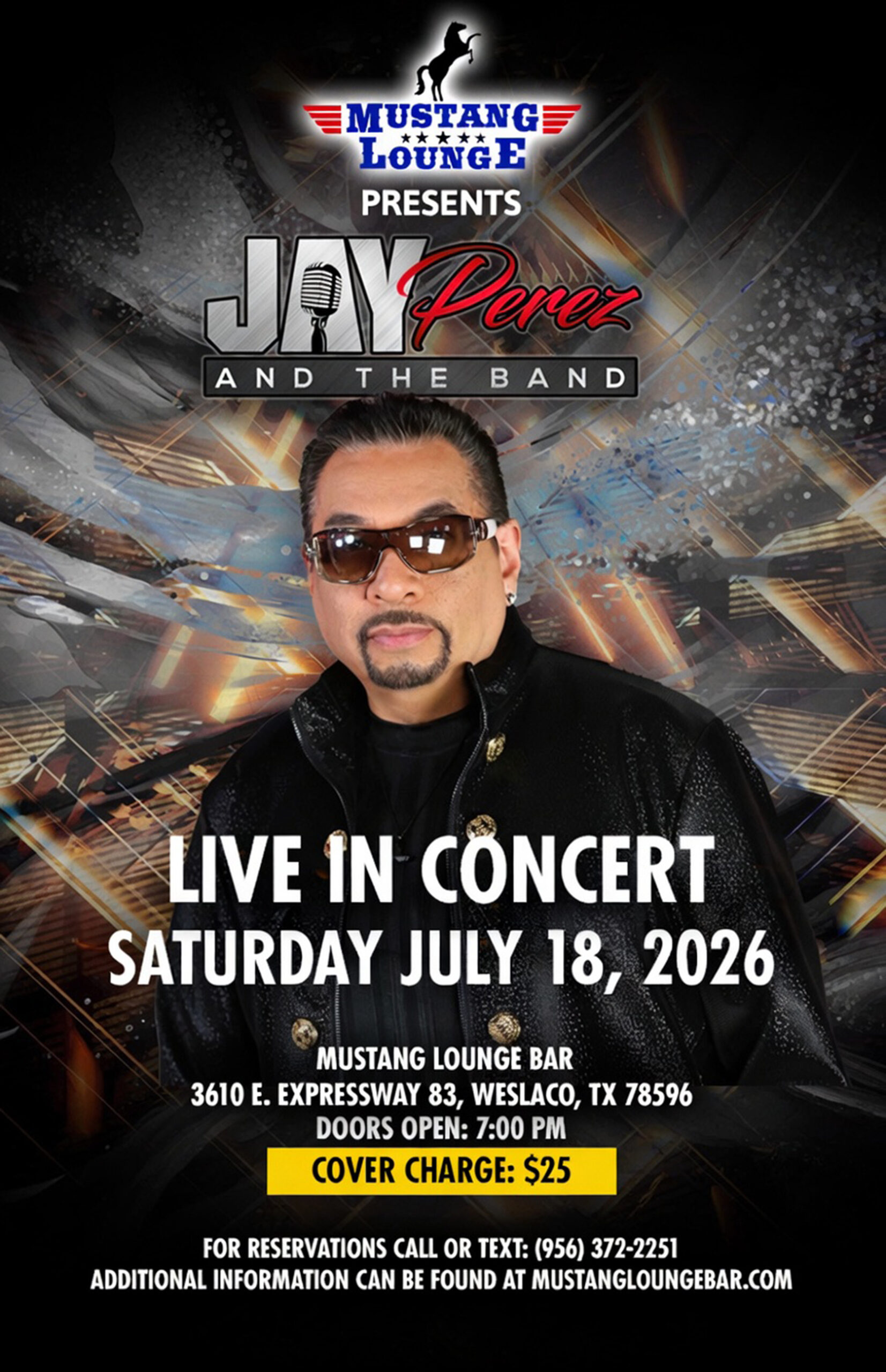Jay Perez and The Band Live in Concert at Mustang Lounge – Saturday, July 18, 2026!