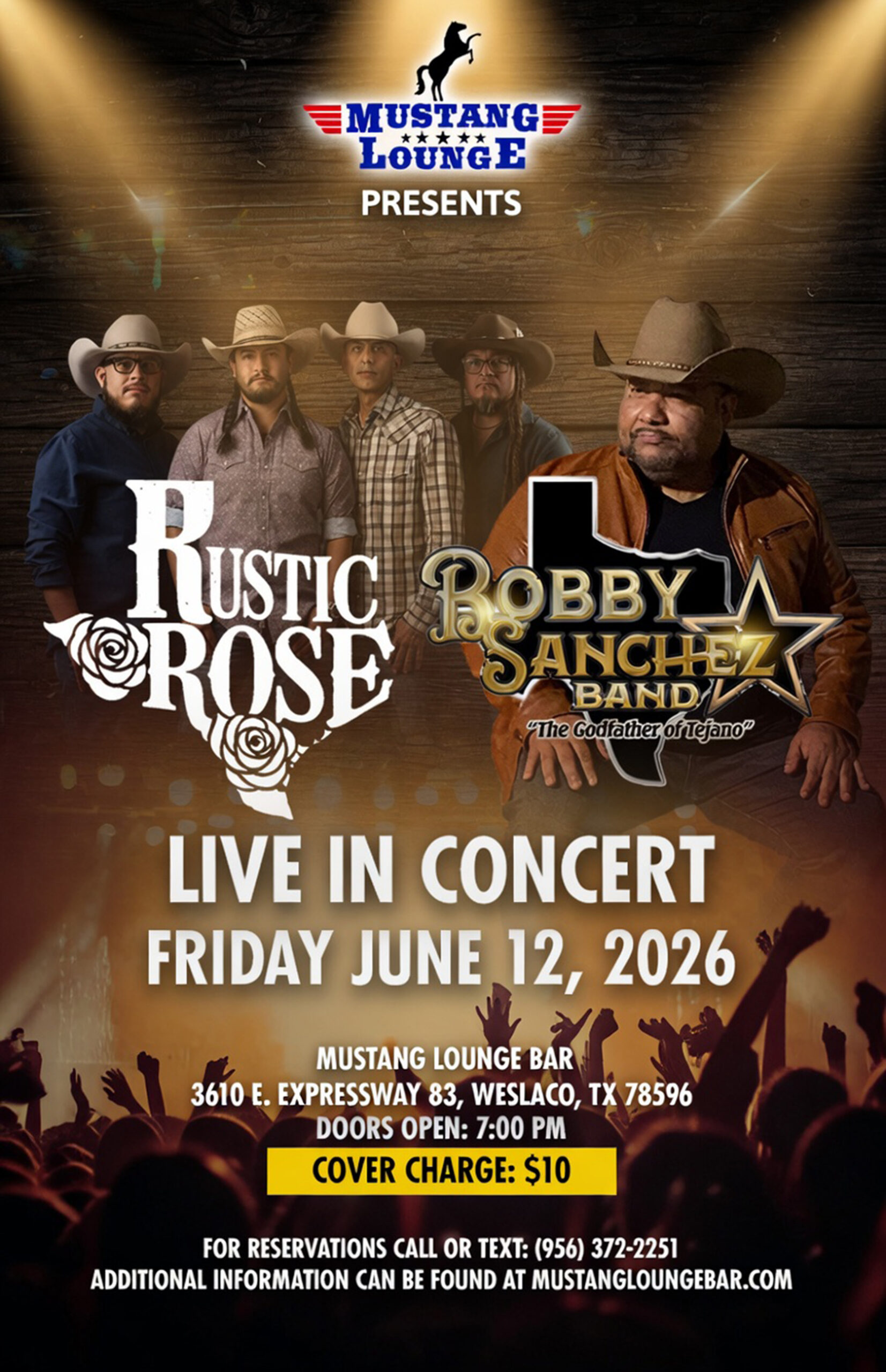 Rustic Rose & Bobby Sanchez Band Live in Concert at Mustang Lounge – Friday, June 12, 2026!