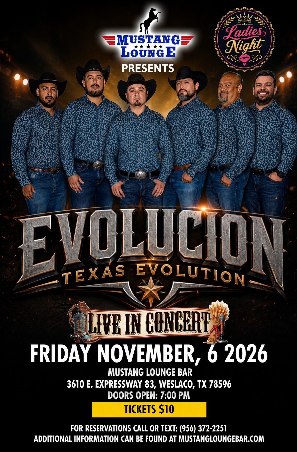 Evolucion Texas Evolution Live – Ladies Night Friday, Nov. 6, 2026 | $10 Tickets
